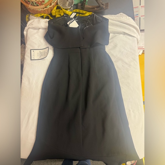 Xscape Black Strapless Asymmetrical Sheath Dress - Picture 5 of 5